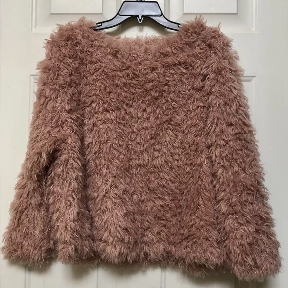 Skye's The Limit Women Pink Sweater Size Large Petite Pullover Crew Neck Faux Fu - Picture 7 of 7